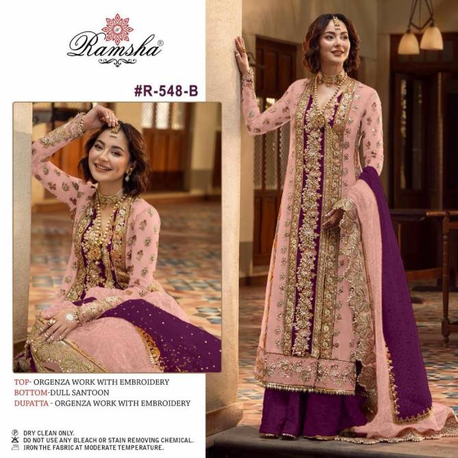 R 548 Nx By Ramsha Organza Embroidery Pakistani Suits Wholesale Clothing Suppliers In India
